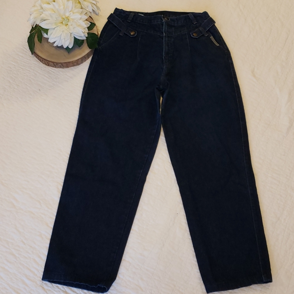 VTG Rockies High Waisted Dark Blue Denim Jeans Womens 15/16 Cowgirl Western EUC